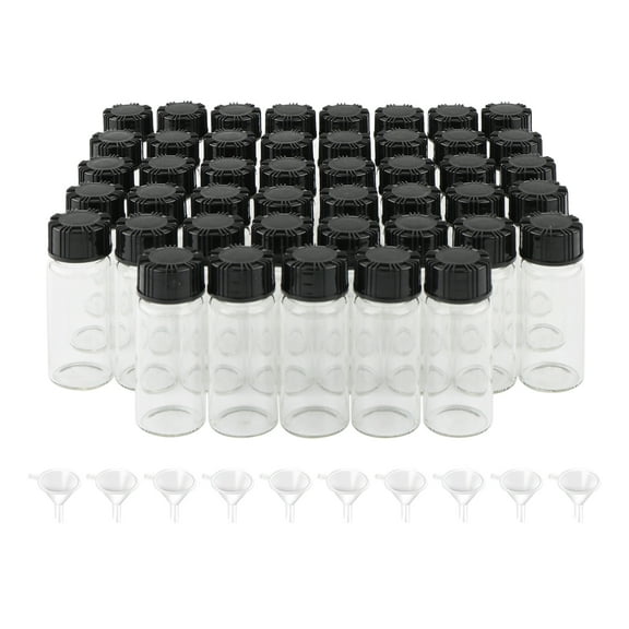 Glass Sample Vials 10ml/ 0.3oz 45Pcs Transparent Liquid Sampling Sample Glass Bottles Vials Containers Glass Thread Bottles with 10 Funnels