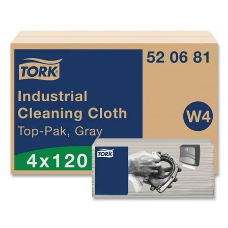 Tork 520681 1-Ply 16.34 in. x 14 in. Industrial Cleaning Cloths - Gray (4 Packs/Carton)