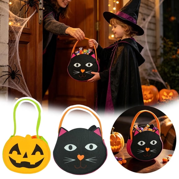 Festil Halloween Decor Halloween Trick Or Pumpkin Candy Hand Tote For Kids Halloween Party