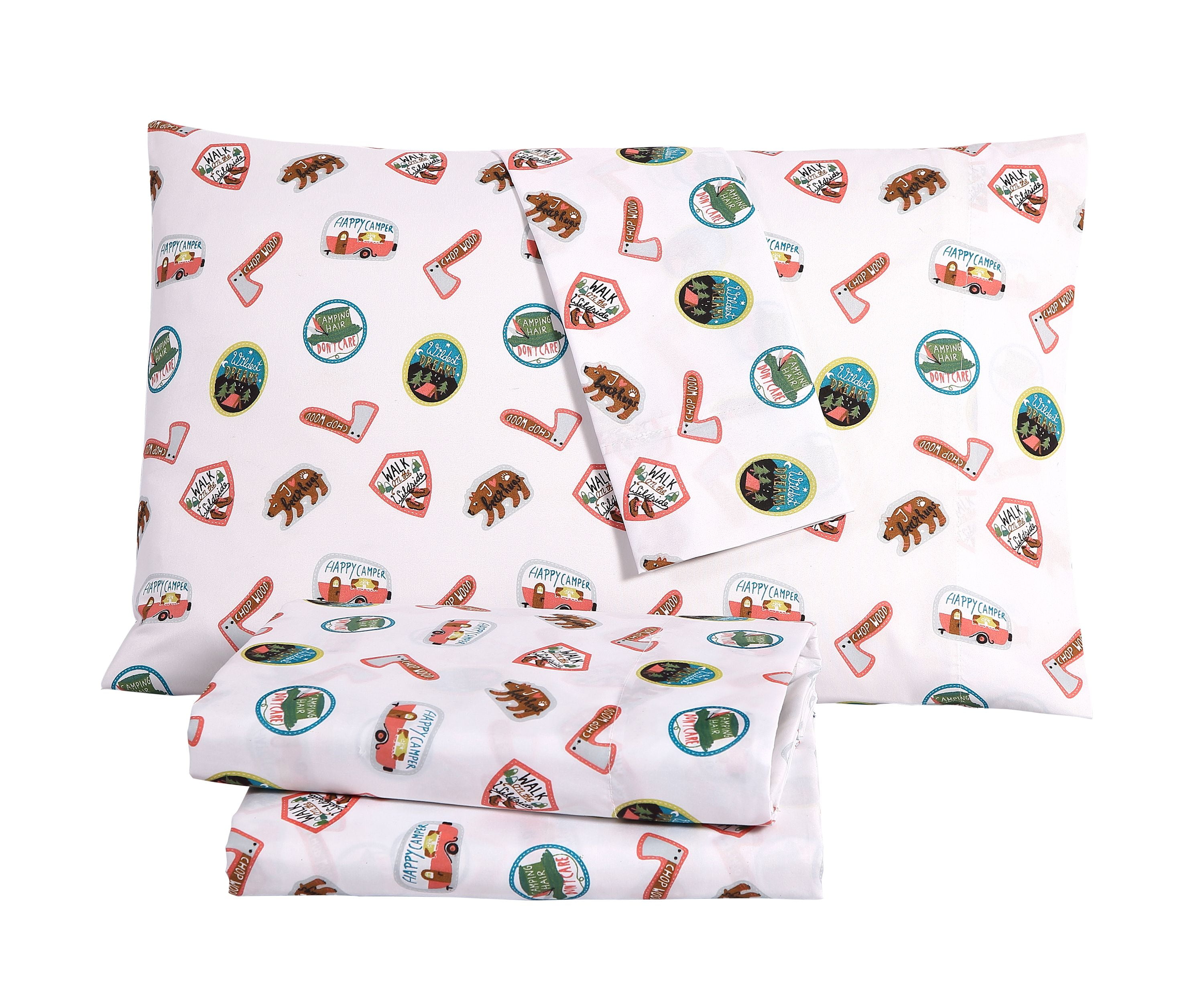 VCNY Home Camper Print Kids Bed Sheet Set, Twin, Multi