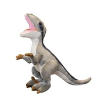 Wizlet Velociraptor Dinosaur Plush Toy - Dinosaur Tyrannosaurus Stuffed Animal Plushie, Figurines Dinosauria Tyrannosaurus Stuffed Toys Soft, Gifts Collectible for Kids Gray