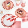 thumbnail image 4 of 100 Pcs Red Checkered Plates and Napkins, Red and White Checkered Plates Scalloped Plaid Plate for Dinner Birthday Baby Shower Wedding Supplies 20 Guests, 4 of 7