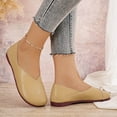 thumbnail image 5 of Miluxas Women’s Ballet Flat Shoes Dress Shoes Retro Solid Color Round Toe Slip on Ballerina Flats for Woman Low Wedge Comfort Soft Khaki 9.5(43), 5 of 9