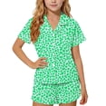 thumbnail image 2 of Mifsaly Kids Girls Button Down Pajama Set Leopard Print Short Sleeve Tops & Shorts Soft Breathable Kids Cozy Summer Sleepwear, 2 of 7