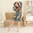 thumbnail image 3 of FORMRS Kids Bathrobe Unisex Hooded Robe Toddler Pajamas Sleepwear, Size 7-9T, Blue Floral Oranges, 3 of 7