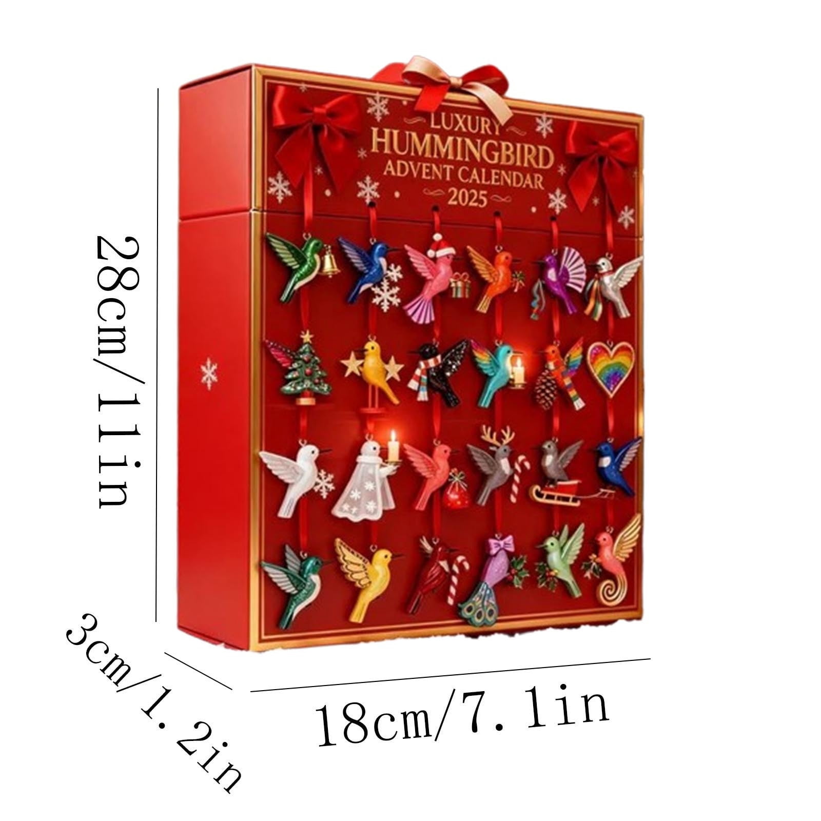 YiJuHui 3pcs Hummingbird Ornaments Advent Calendar - 24 Unique Christmas Tree Decorations with Festive Bird Designs for Holiday Home Decor & Nature Lovers