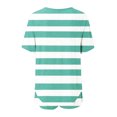 thumbnail image 3 of Camiseta de manga corta con botones y cuello redondo para mujer, camiseta Sexy de verano a la moda, pantalones cortos estampados a rayas con bolsillo y cintura elástica Pompotops ulkah937190, 3 of 5