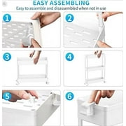 SOYO 3 Tier Slim Rolling Storage Cart, Mobile Shelving Unit Bathroom Organizer Utility Cart for Kitchen, Laundry Room Organization, Narrow Places(White)
