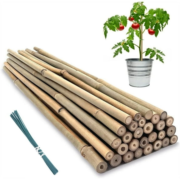 Triani Plant Stakes, 18 Inches Natural Garden Bamboo Sticks, 20Pcs Plant Support Stakes for Tomatoes,Beans,Vegetable and Potted Plants