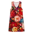 thumbnail image 4 of QUNYINEY Floral Womens Sun Dresses Summer Casual Mini Sleeveless A Line Tank Dress Beach Loose Fit with Pockets V Neck Dresses, 4 of 7