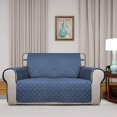 thumbnail image 2 of Housse de Sofa Matelassée Réversible, Protège-Meubles Résistant à l'Eau, Housse de Canapé Lavable avec Mousse Antidérapante et Sangles Élastiques pour Enfants, Chiens, Animaux (Causeuse, Bleu Foncé/bleu Pâle), 2 of 7