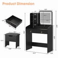 thumbnail image 2 of TROPOW Vanity Desk with LED Light Mirror and Storage Stool, Small LED Vanity with Chair, Small Makeup Vanities Set for Girls Women,Pure Black, 2 of 9
