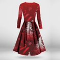 thumbnail image 7 of Christmas Dresses for Women Women's Casual And Fashionable Christmas Printed Long Sleeved V-neck Sexy Dress with Pockets for Holiday Party,Wine,XL, 7 of 7