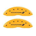 thumbnail image 2 of MGP 4 Caliper Covers Engraved Front & Rear With stripes/Dodge Yellow finish black ch Fits select: 2016-2019 DODGE CHARGER SXT, 2012-2019 DODGE CHALLENGER SXT, 2 of 6