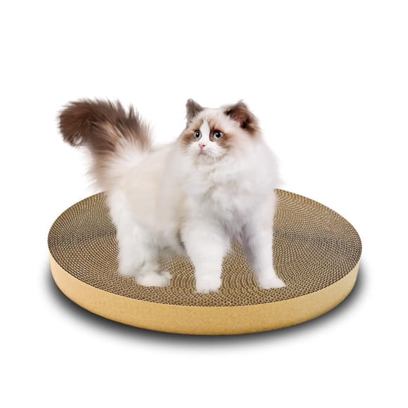 Cat Scratcher Cardboard Round - 38cm Diameter Corrugated Scratching Pad with Mesh & 1 Refill Core (2.8cm Height) for Indoor Kittens