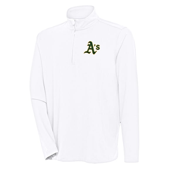 Men's Antigua White Athletics Hunk Quarter-Zip Pullover Top
