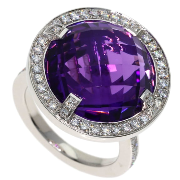 Pre-Owned Chaumet Attrape-Moi Amethyst Diamond Ring #48 18K White Gold Women's