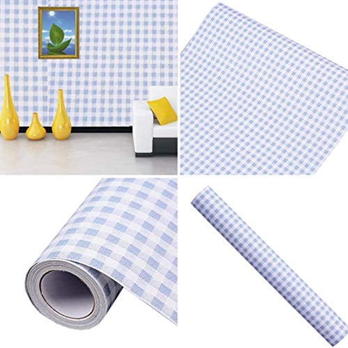 Self Adhesive Vinyl Decorative Blue Gingham Contact Paper ...