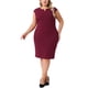 thumbnail image 5 of Vestido de tubo sin mangas de talla grande para mujer Agnes Orinda, con escote en V, casual, midi, con cremallera, 3X, burdeos, 5 of 8