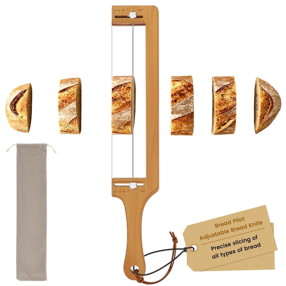 Toorise Adjustable Bread Knife with Thickness Guide Stainless Steel Blade Serrated Bread Bow Knife Sourdough Cutter for Home Kitchen Artisan Bakers