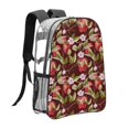 thumbnail image 3 of Susaid Leaf And Fruit Print Clear Backpack See Through Transparent Plastic Clear Bookbags for School, College, Stadium,Work, 3 of 7