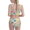 thumbnail image 3 of Picia Cartoon Flowers Women's High Waisted Bikini Scoop Neck Swimsuit Two Pieces Bathing Suit-Large, 3 of 8