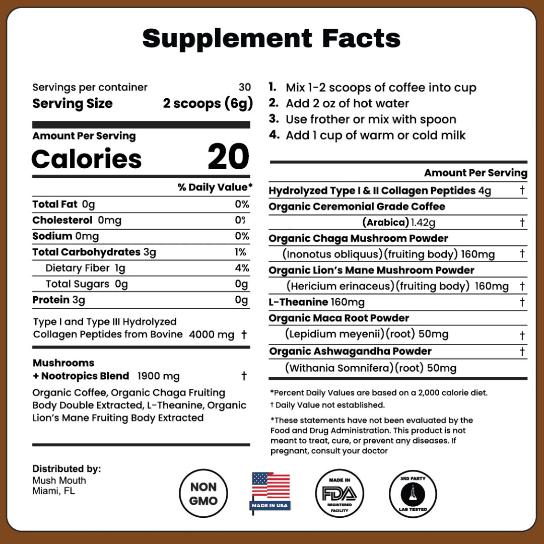 Mushroom Coffee + Adaptogens and Collagen