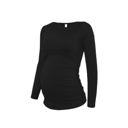 

Long Sleeve Ruched Maternity shirt-Black-2XL