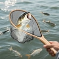 thumbnail image 4 of Wooden Fly Fishing Landing Net with Rubber Ghost Mesh - Easy Release Trout Net, Catch & Release Friendly Fishing Net with Lightweight Wood Handle, Rubber-Coated Mesh for Minnow & Bass, 4 of 6
