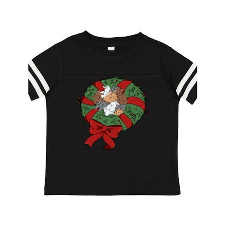

Inktastic Christmas Wreath Filled with Cute Bunnies and Red Bow Gift Toddler Boy or Toddler Girl T-Shirt