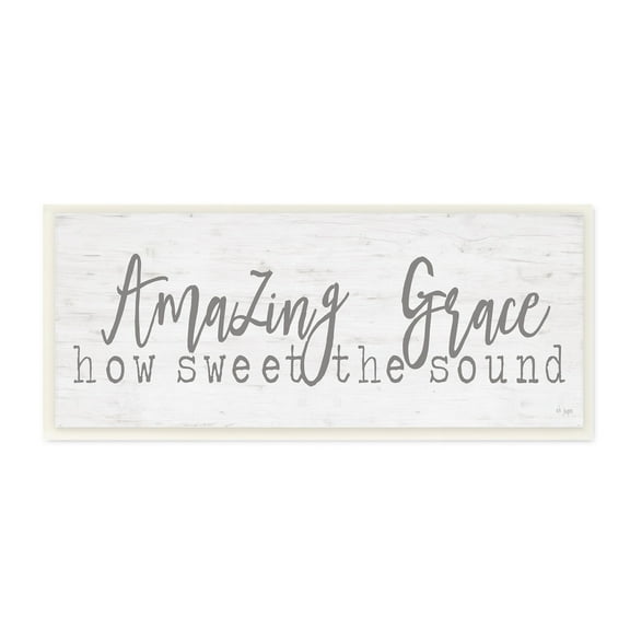 Stupell Industries Amazing Grace Spiritual Christian Phrase Grain Pattern Graphic Art Unframed Art Print Wall Art, Design by Jaxn Blvd.
