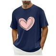 thumbnail image 1 of Tops para hombre, blusas y camisas de cuello redondo y manga corta para hombre. Camiseta/camisa informal de cuello redondo y manga corta con estampado de corazones para hombre. Tops de poliéster para, 1 of 4