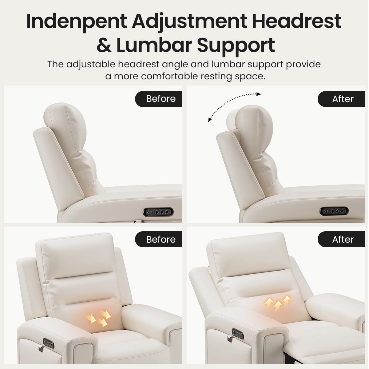 COLAMY Electric Power Recliner Chair with Triple Motor, Adjustable Power Headrest and Lumbar Support, Heavy Duty Home Theater Seating with LED, USB Type-C Ports, Storage, Beige