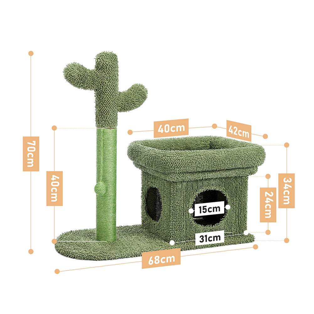 Kepooman Cat Scratching Post Cactus Cat Scratcher with 3 Scratching Poles and Dangling Ball, Green Kepooman Cat Scratching Post Cactus Cat Scratcher with 3 Scratching Poles and Dangling Ball, Green