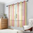 thumbnail image 2 of Yayeee Window Curtains Set of 2 for Living Room Light Filtering 63"x42", Pink and Yellow Striped Pattern, 2 of 7