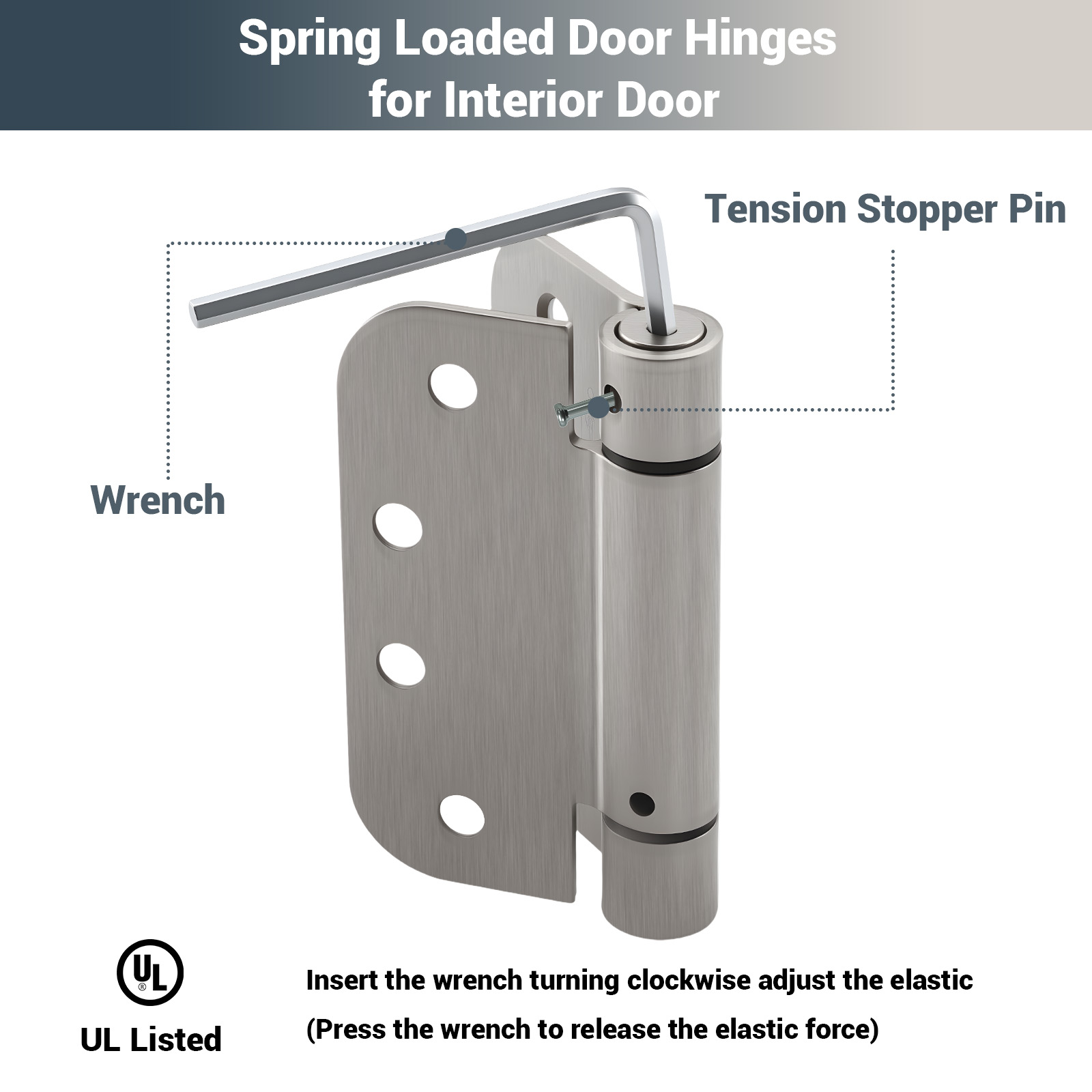 Ilyapa 2-Pack Self-Closing Door Hinges - Satin Nickel, 4 X 4 Inch For Interior Doors