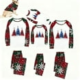 thumbnail image 5 of QIUOMBBP Christmas Crew Neck Long Sleeve Family Pajamas Sets Xmas Tree Graphic Matching Shirts and Sleep Pants 2 Piece Outfits Loungewear Red, 5 of 6