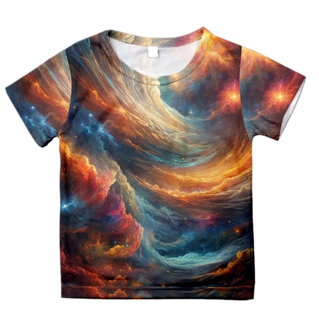 Galaxy T-Shirts Décontractés pour Filles à Imprimé Col Rond Manches Courtes Hauts Sans Épaules T-Shirts d'Entraînement pour Filles avec Soutien-Gorge Intégré Hauts pour Tout-Petits Taille 4 Vêtements pour Tout-Petits Taille 4t