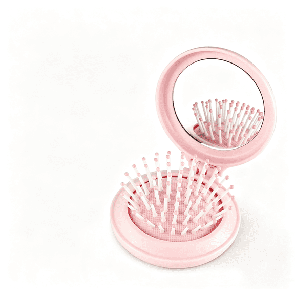 ACDANC Folding Hair Brush with Mirror for Women Men&Kids,Portable Compact Hair Brush for Purse Pocket Bags,Travel Size Foldable Brush with Case,Easy to Carry(Pink)