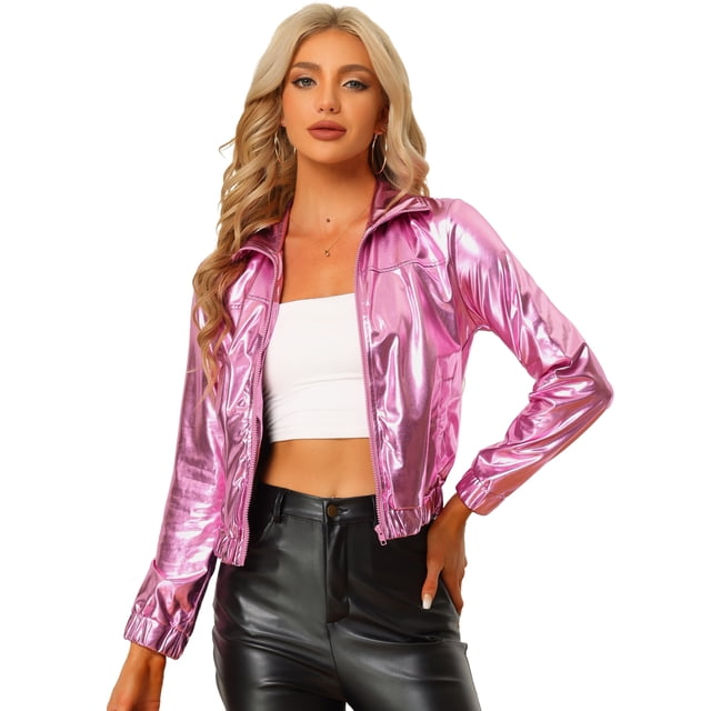 Chaquede chándal pamujer Chaquemetálide manlarbrillante holográficon cremalleen parte delanteRoS