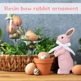 thumbnail image 3 of Pink Standing Resin Bunny Figurine with Woven Rattan-Like Texture, Outdoor Easter decorations for Yard, Ideal for indoor Shelf Styling, Front Lawn Displays and Cozy Living Space, 3 of 6