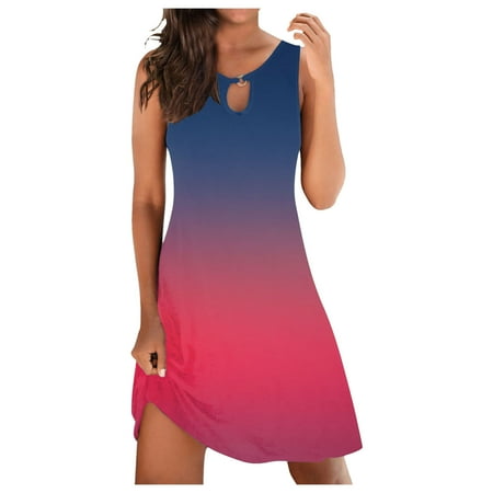 Blphud Summer Dresses Summer Dresses for Women 2024 Ladies Dresses Casual Womens Summer Beach Dress Elegant Sleeveless Dress Women s Evening Dresses Plus Size Hot Pink M
