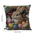 thumbnail image 3 of TanSiDing 3pcs Easter Bunny Embroidery Style Pillowcase Floral Print Decorative Throw Pillow Cover Soft Polyester Home Decor Couch Bedroom Accent 45*45cm, 3 of 6