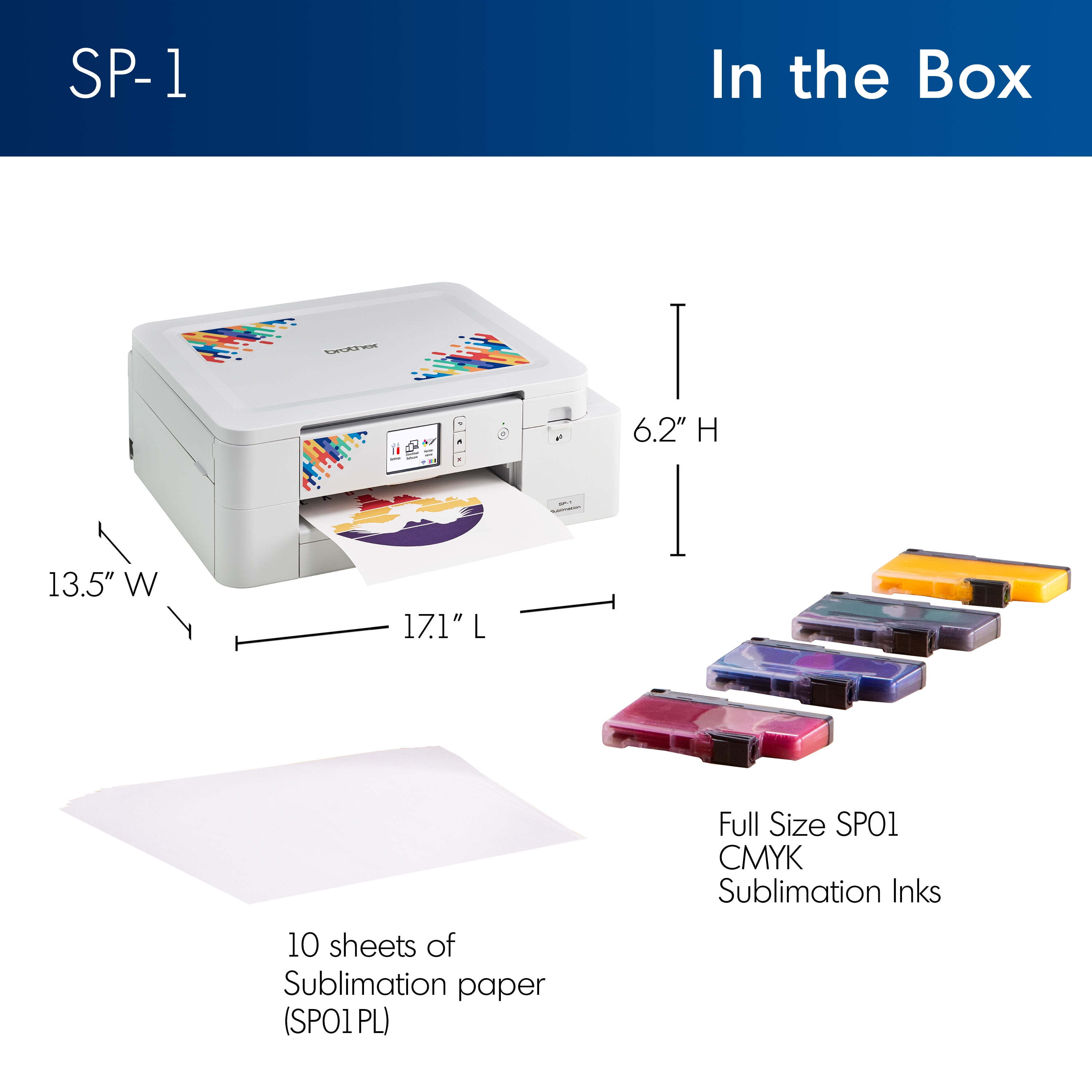 Brother SP1 High-Quality Wireless Sublimation Printer with Paper & Full-Size Inks