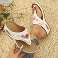 thumbnail image 4 of BADHUB Women Orthopedic Sandals Dressy Low Wedge Flip Flops with Arch Support Open Toe Slip On Thong Slides Sandals Casual Beach Shoes White 41, 4 of 5