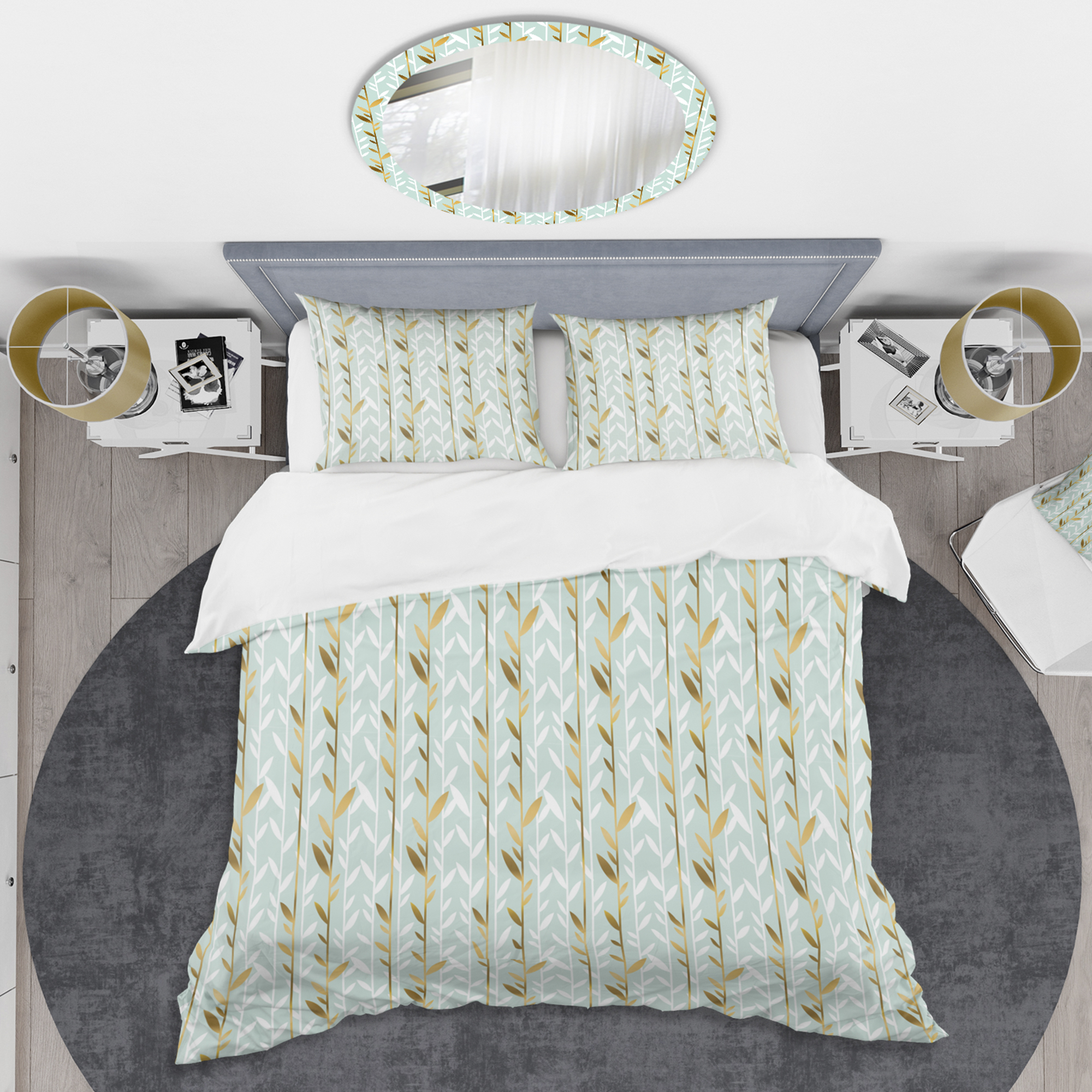 Designart 'Golden Foliage I' Mid-Century Modern Duvet Cover Set