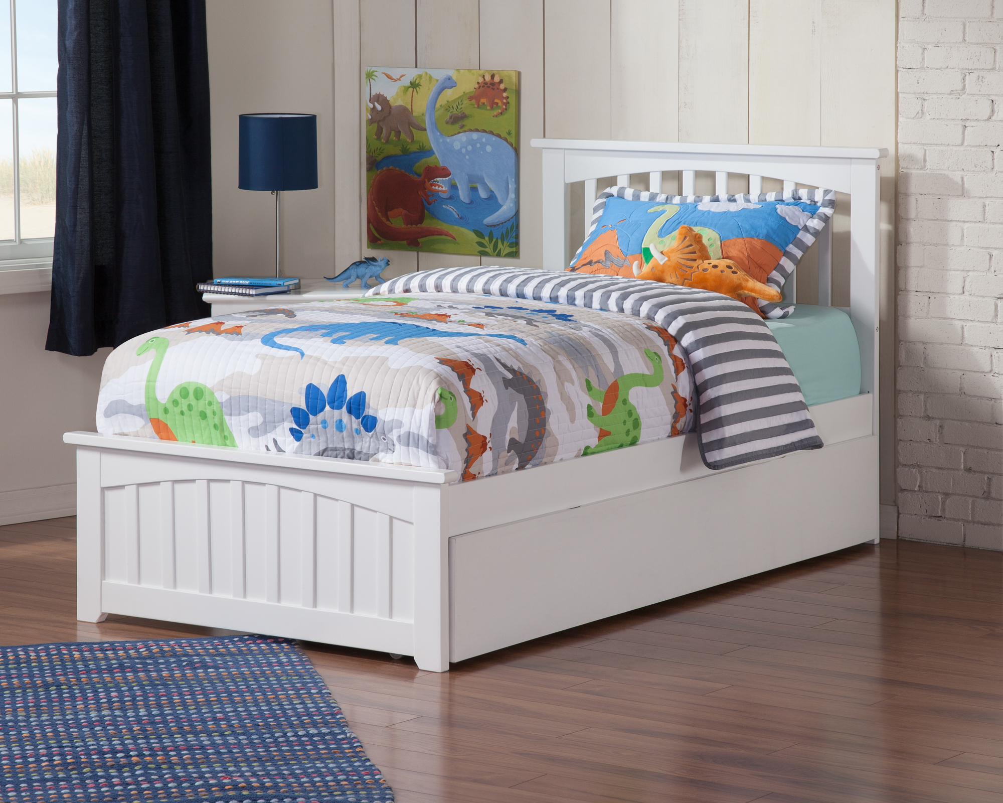Mission Twin Extra Long Bed with Matching Footboard and Twin Extra Long Trundle in White - image 4 of 7