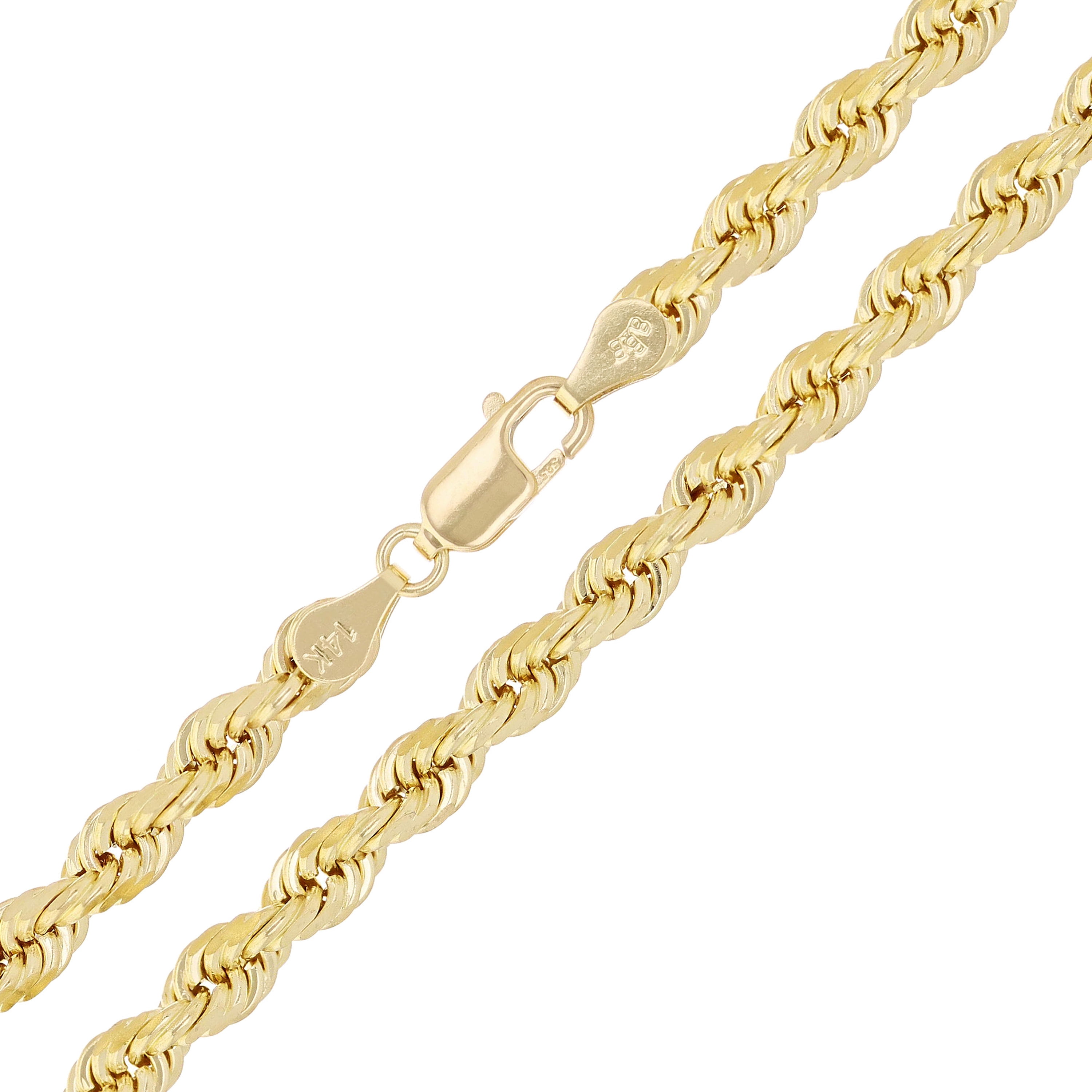 14k Yellow Gold Solid Diamond Cut Rope Chain Necklace 28" 6mm - 28"