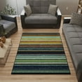 thumbnail image 2 of Ottomanson Striped Area Rug 5' x 6'6" - Non Slip Low Pile Carpet, Multicolor, 2 of 8