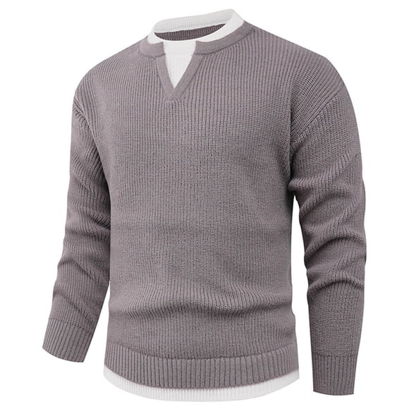 Yusimy Men's Knit Sweater Long Sleeve Sweater Stretch Sweater Solid Color Button Stacked Collar Stretchy Modern Casual Style